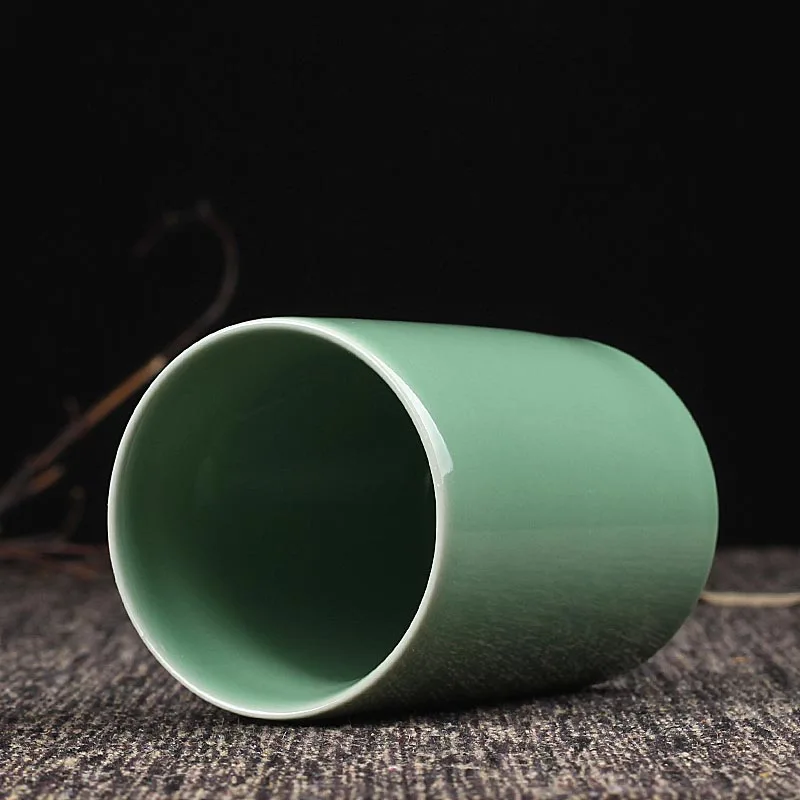 280ml Longquan Celadon Straight Cup Flower Pattern Teaware Drinkware Art Water Cups Master Teacup Coffee Milk Mug Accessories | Дом и сад