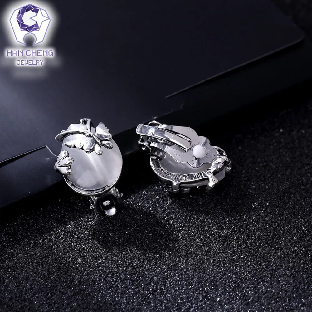 HanCheng новые модные Романтические винтажные клипсы с бабочкой огненным опалом для