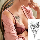 Временные тату-наклейки женский боди-арт Переводные татуировки на руку совы для девушек сексуальная грудь Искусственные черные геометрические наклейки с орлом