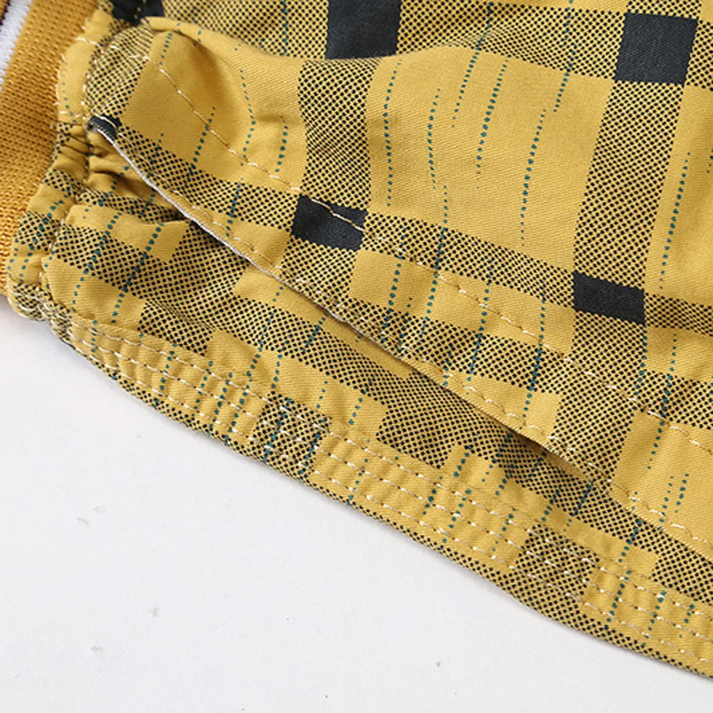 

Casual summer shorts men elastic waist sports shorts Casual Lattice Printing Cotton Loose Sport Beach Shorts Y613