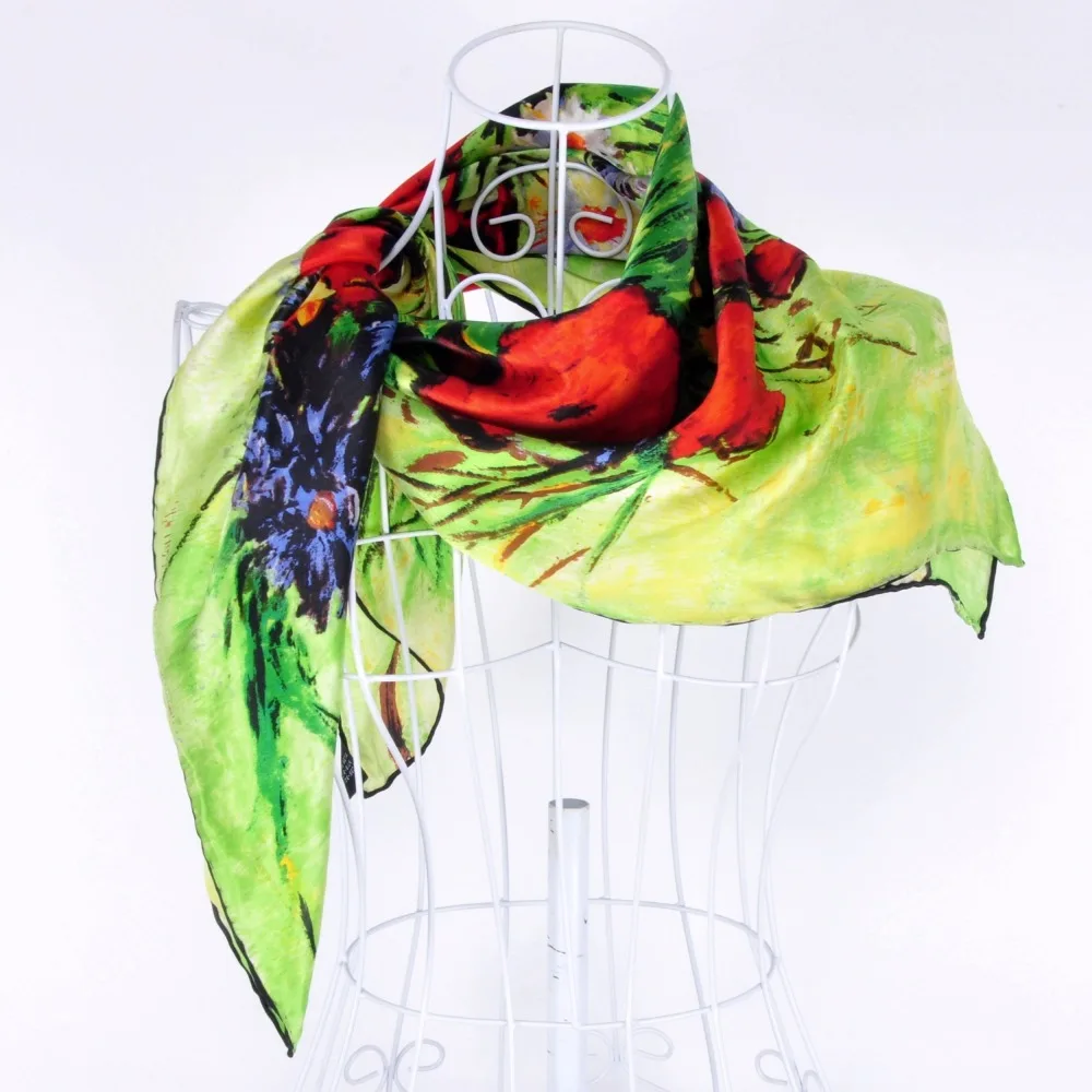 Новинка Фирменный шарф из 100% шелка с цветами для девочек палантины и шали