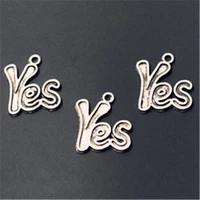yes charm yes pendant bracelet charm silver color yes charm jewelry finding necklace pendant word charm10pcs 2420mm