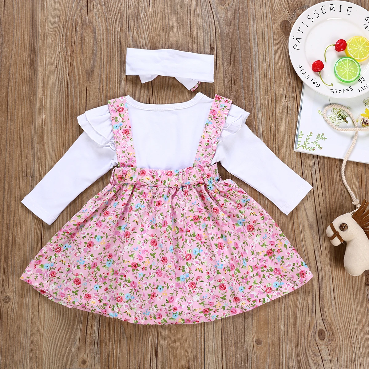 Осенняя одежда для новорожденных девочек из 3 предметов футболка с длинными