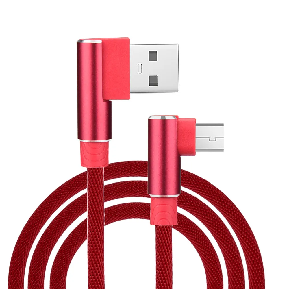 1 м 2 3 90 градусов нейлоновый Плетеный прямой угол micro usb 2a зарядный Угловой кабель