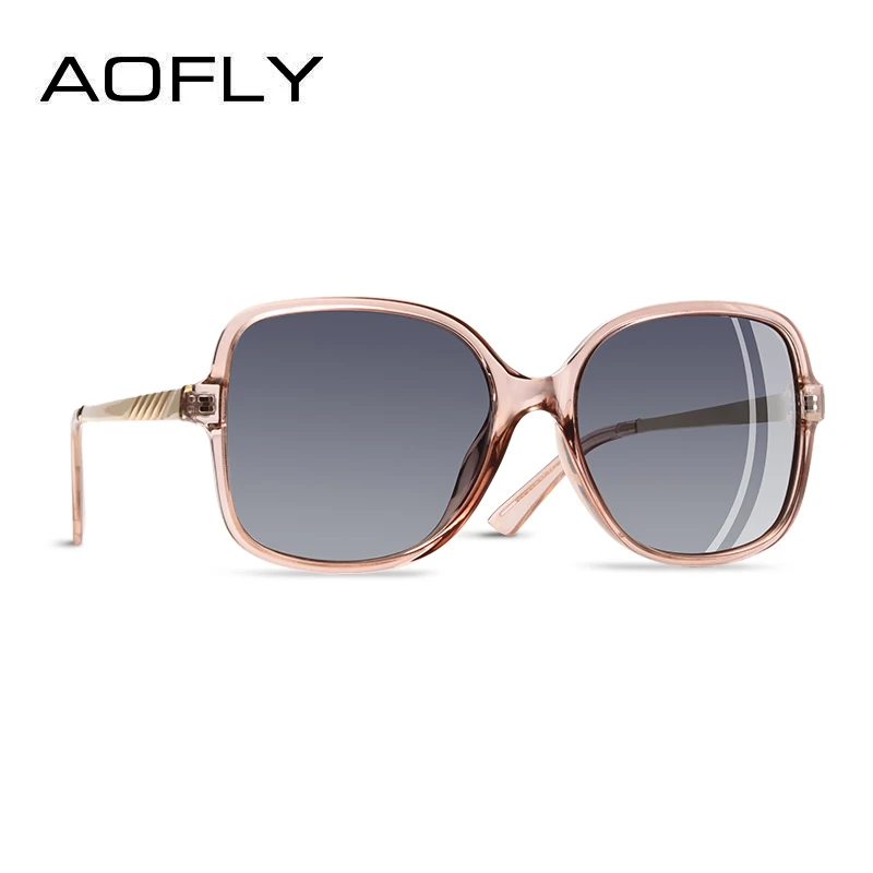 AOFLY, фирменный дизайн, элегантные солнцезащитные очки для женщин, негабаритная оправа, поляризационные женские солнцезащитные очки, UV400, очки, Gafas De Sol A152 - Цвет линз: C2Pink