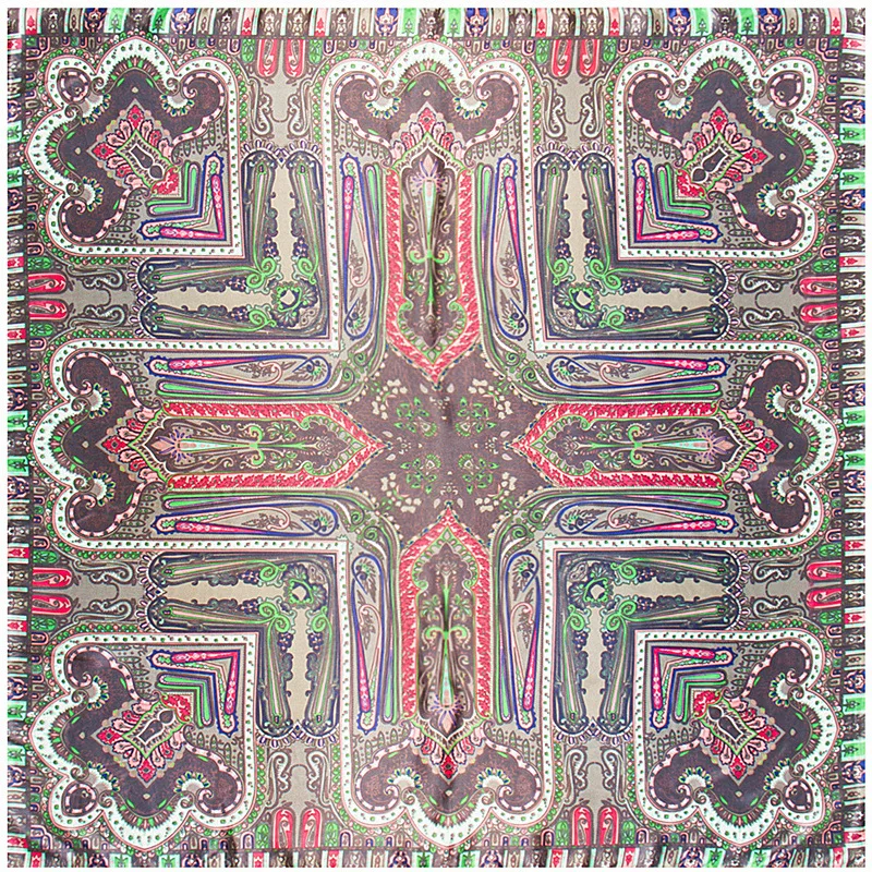 Шелковый шарф с геометрическим крестом 90x90 см модная женская шаль в индийском