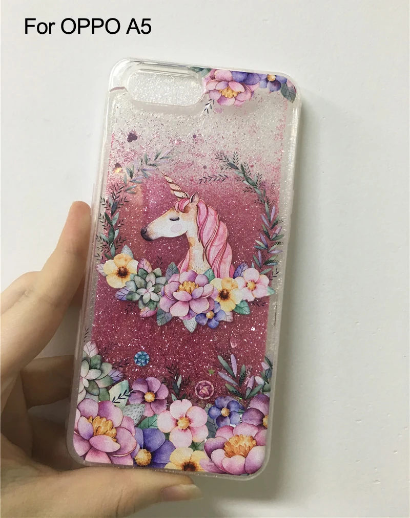 Единорог Фламинго цветок динамическая жидкость чехол для OPPO Realme 3 Pro Рено Z A83 A73 A71 A59 A57 A37 A3S AX7 F1S F3 F5 F7 F9 F11 Pro