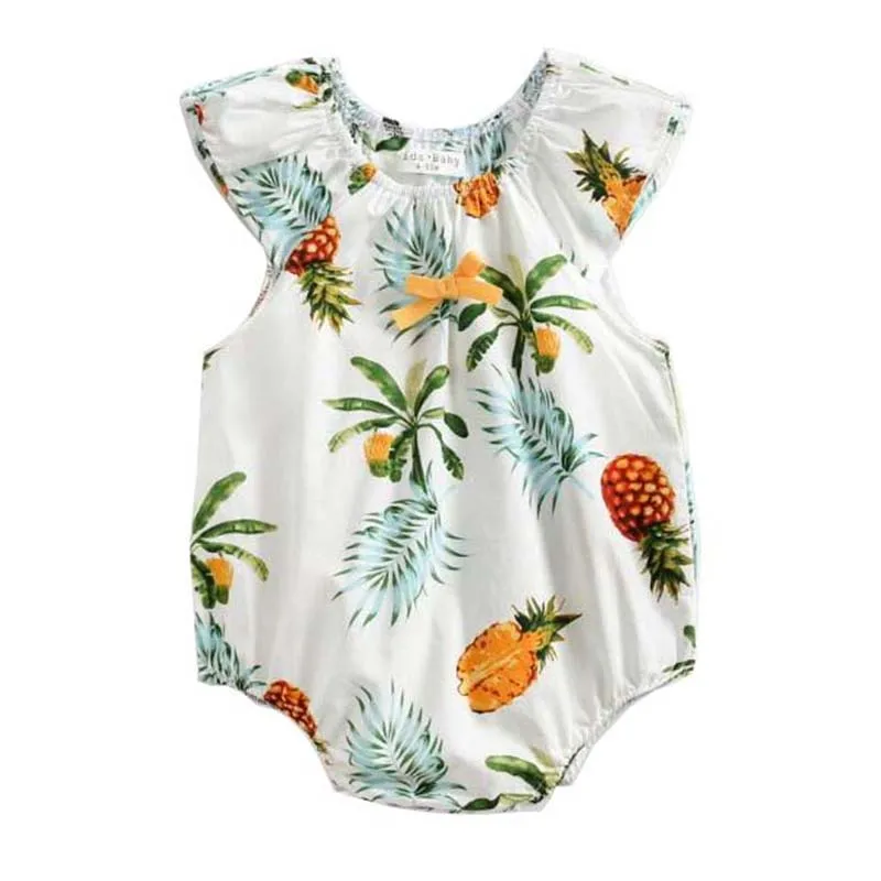 

Baby Girls Pineapple Printed Short sleeved Summer Clothes Novelty Floral Sleeveless Jumpsuit Outfits Sunsuit Overalls Cotton