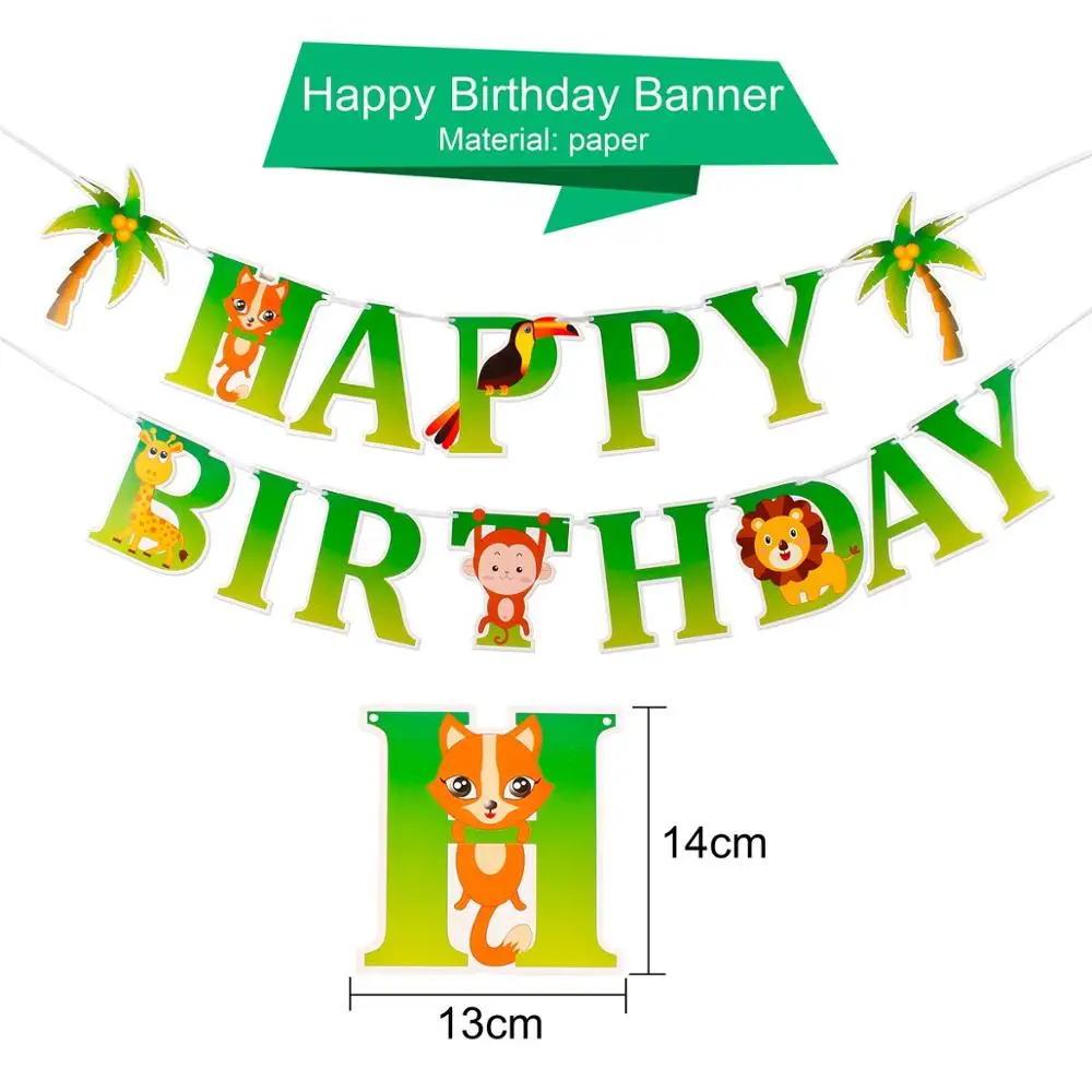 Birthday banner 2 QIFU с днем рождения баннер для вечеринки в честь Дня Рождения Декор в виде динозавра вечерние сафари джунгли вечерние Декор животных баннер вечерние свадебные сувениры для мальчиков - Цвет: Birthday banner 2