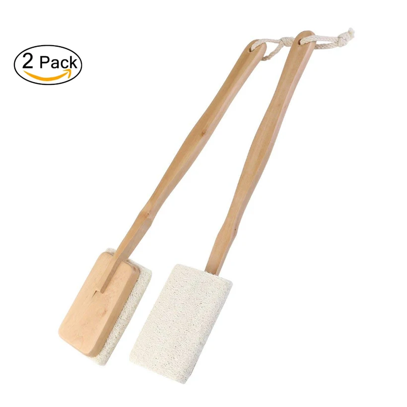 TREESMILE 2PCS Bath brush Back Exfoliating Long Handle Loofah With Wooden Body Massage Brush Bathing D45 | Дом и сад