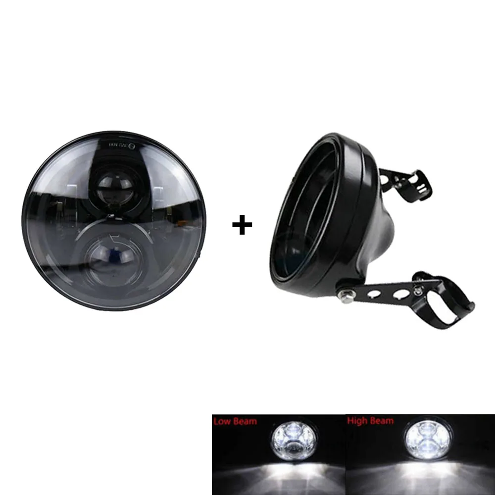 50W Headlight Black 7 дюймов светодиодный мото rcycle фара мото черный для Harley moto rcycle СВЕТОДИОДНЫЙ Ведро фары корпус кронштейн - Цвет: 50W Headlight Black