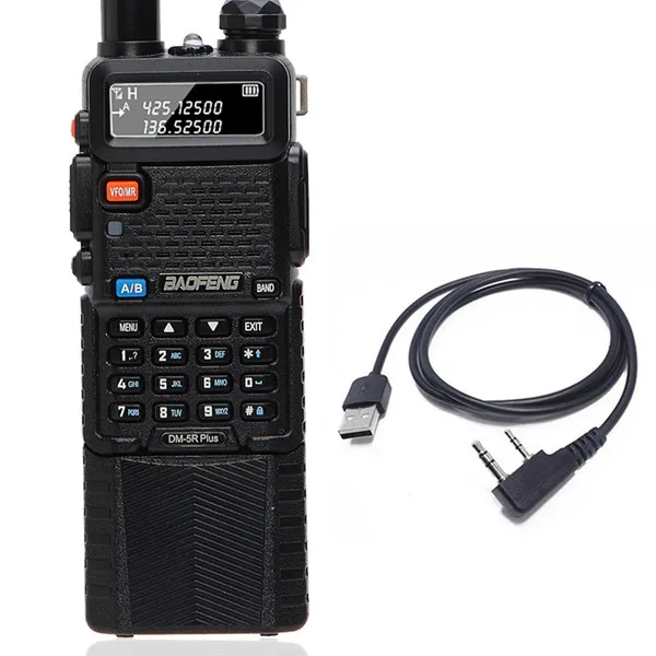 Baofeng DM-5R PLUS DMR Tier 1& 2 3800 мАч батарея Радио рация Цифровой ретранслятор совместимый с Motorola Baofeng DM-9HX - Цвет: add program cable