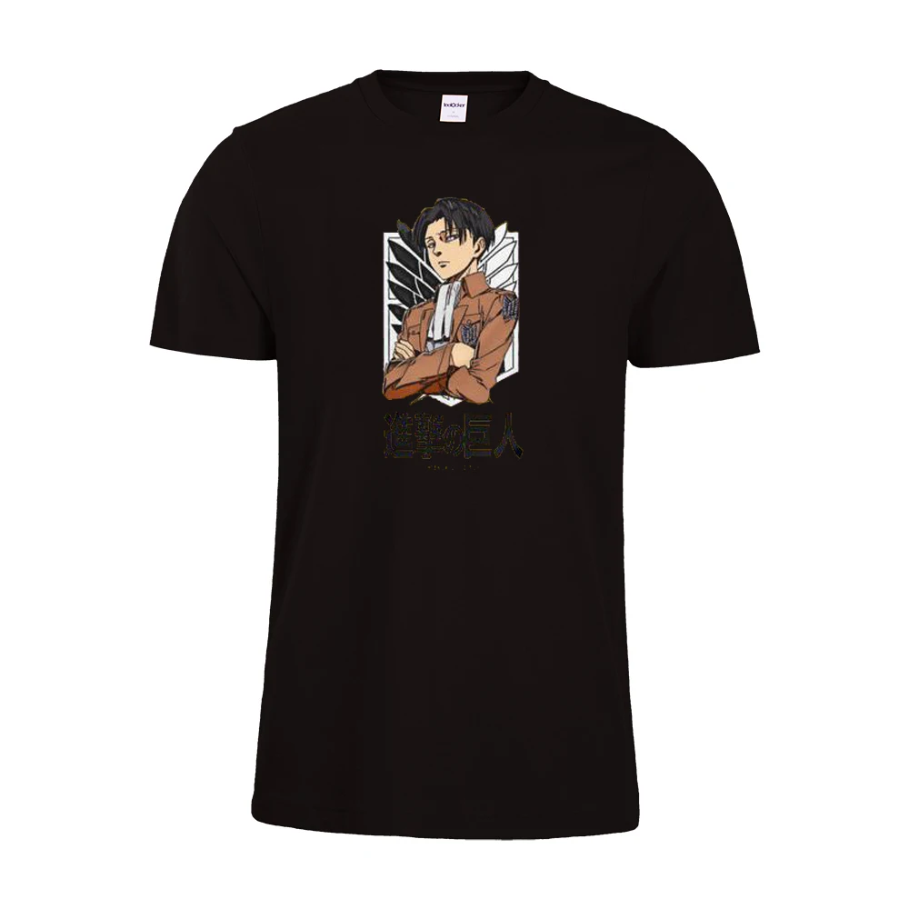 Черный Attack on Titan levi ackerman женская футболка модные хлопковые футболки - Цвет: Черный