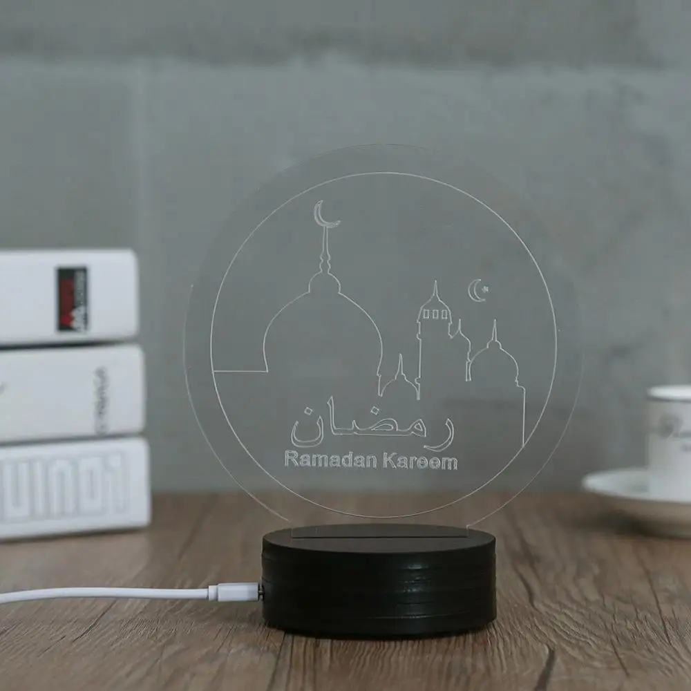 Eid Рамадан дневной 3D светодиодный ночник настольная лампа мусульманский символ