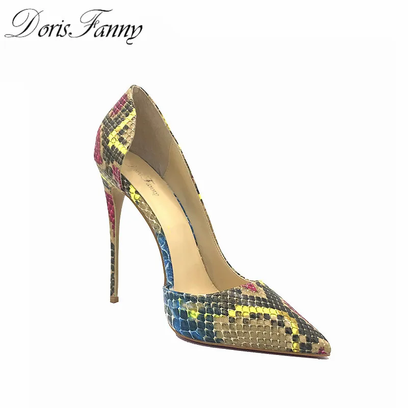 DorisFanny/со змеиным принтом Туфли на шпильках Для женщин С острым носком Пикантные