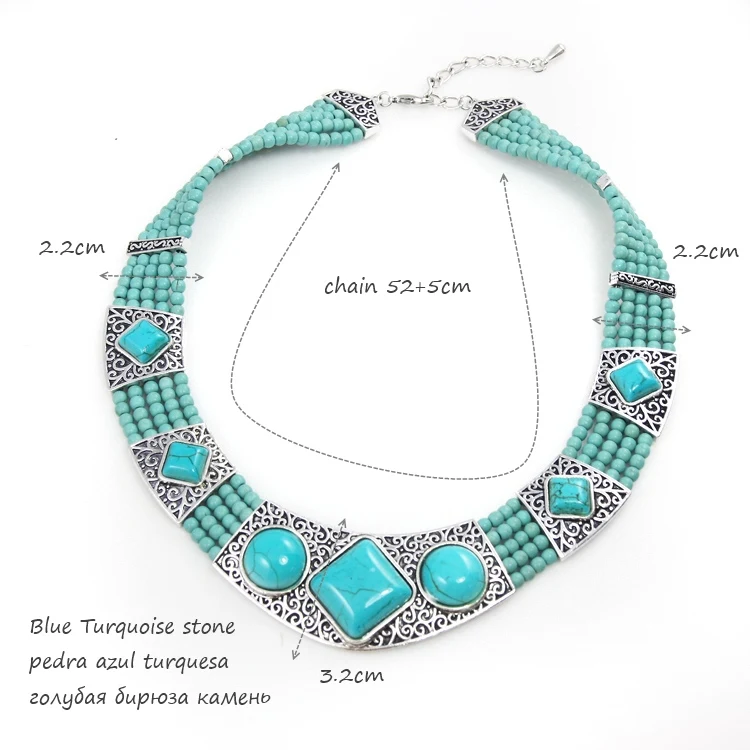 Этнические бусины ручной работы ожерелье из зеленого камня серебряный цвет с
