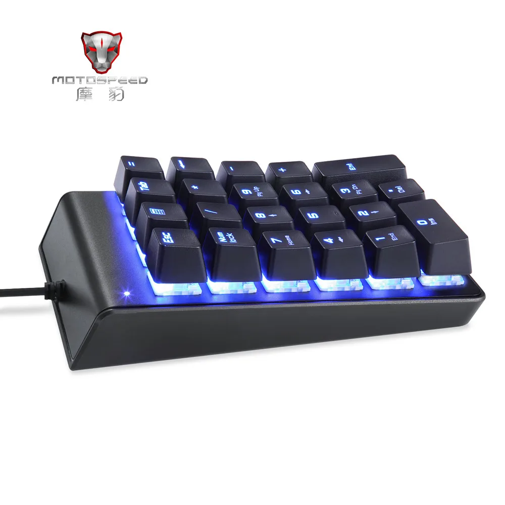 MOTOSPEED K22 Механическая цифровая Проводная клавиатура с 22 клавишами, мини-клавиатура с подсветкой, расширенная раскладка для кассы, красный переключатель
