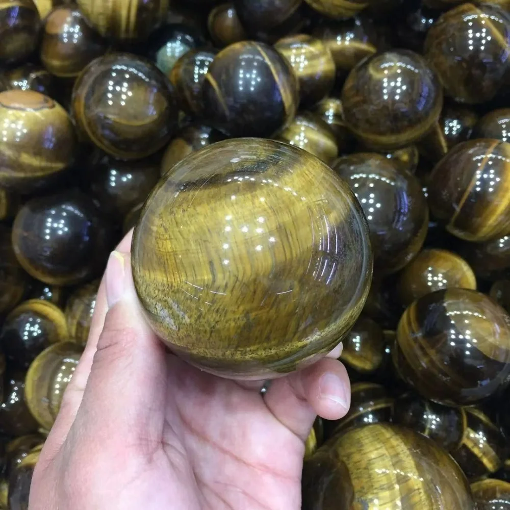 Красивый натуральный желтый тигровый глаз сфера из драгоценных камней размером