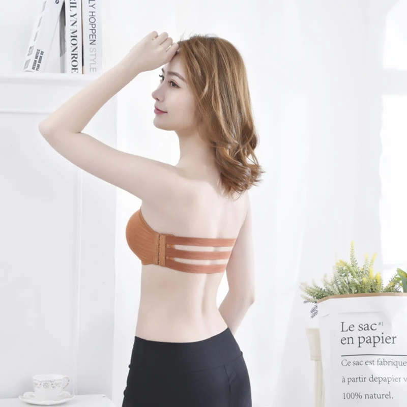 Бесшовные цельные топы трубы женский бюстгальтер без бретелек с подкладкой топ