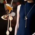 Длинное ожерелье с искусственным жемчугом, кисточка свитер ожерелье для женщин, украшения в виде цветов, ожерелье и кулоны, ожерелье для женщин