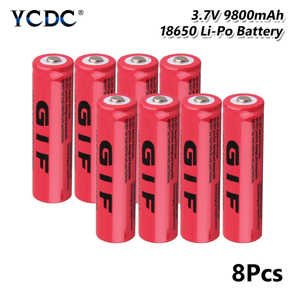 8 Pcs YCDC 18650 Аккумулятор Перезаряжаемый 3,7 V 9800mAh GIF литий-ионный аккумулятор высокой разрядки для электронной сигареты - Цвет: 8 Pcs
