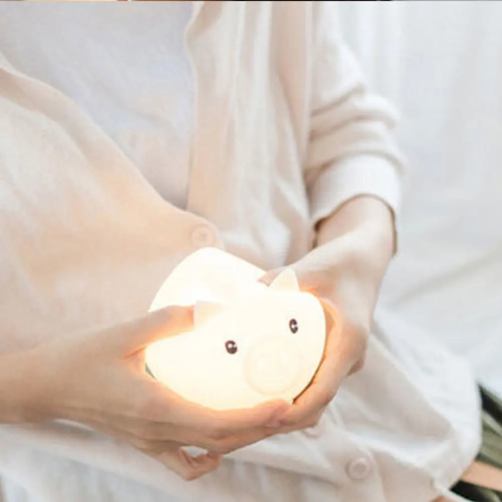 СВЕТОДИОДНЫЙ ночник в форме свиньи тумблер из мягкого силикона 1200 мАч для