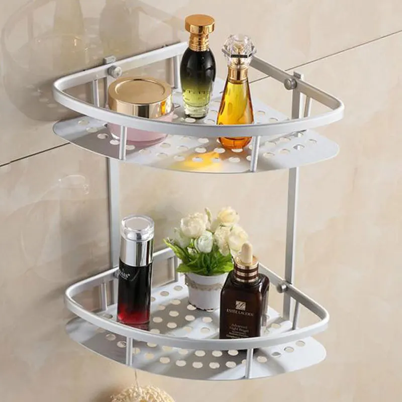 Настенная алюминиевая полка для душа 2 уровня 8007A16|corner shelf wall mount|bathroom accessoriesbath corner