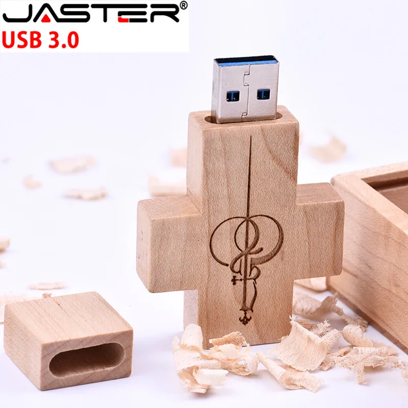 JASTER хит продаж USB3.0 usb накопитель в виде деревянного Креста + коробка USB флеш карта