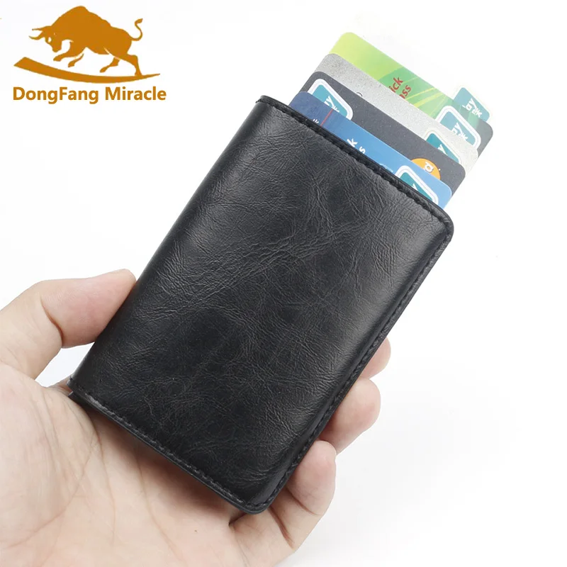 New Men And Women Credit Card Holder Single Box Pu Leather Vintage Mini Safe Aluminum Antimagnetic Purse Case | Багаж и сумки
