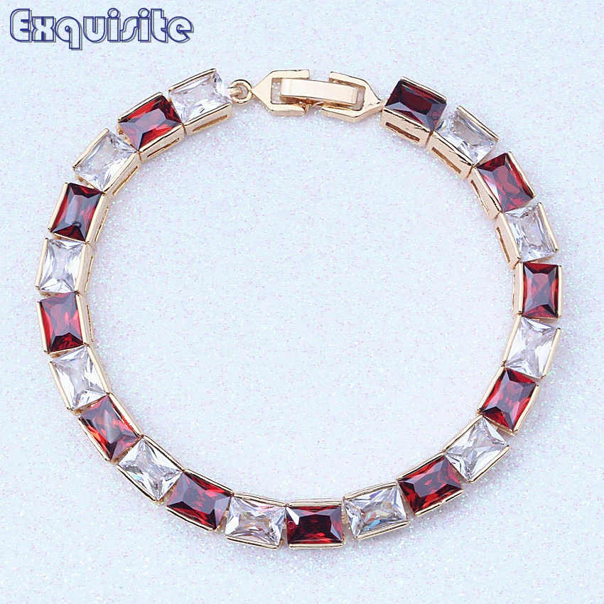 Женские Ювелирные изделия темно красный кристалл белый кубический цирконий