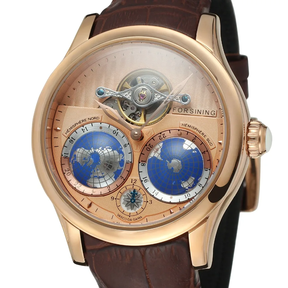 Часы Tourbillon Мужские автоматические механические из натуральной кожи