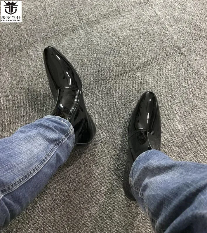 Мужские ботинки челси FR.LANCELOT кожаные с острым носком на молнии для вечеринок|leather