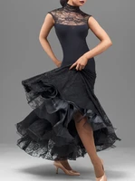 ballroom modern waltz tango foxtrot dress ladys elegant black sleeveless stage wear women ballroom flamenco dancing dresses