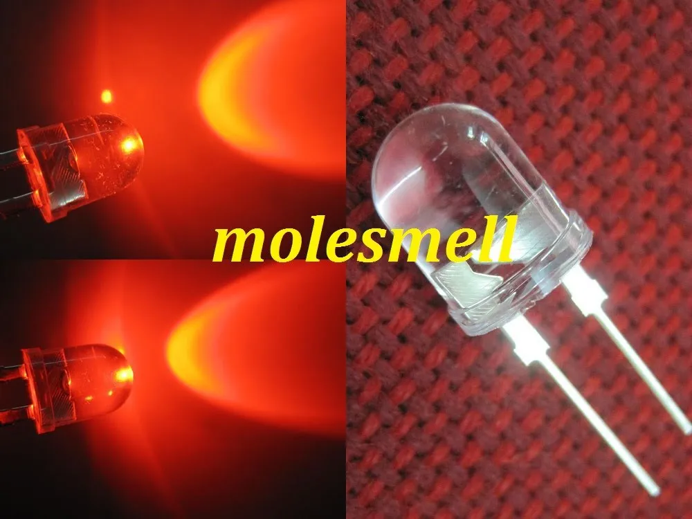 

250pcs 0.5w 10mm 250000mcd LED Lamp -Ultra Bright red LEDs DIY 10mm light-emitting diode