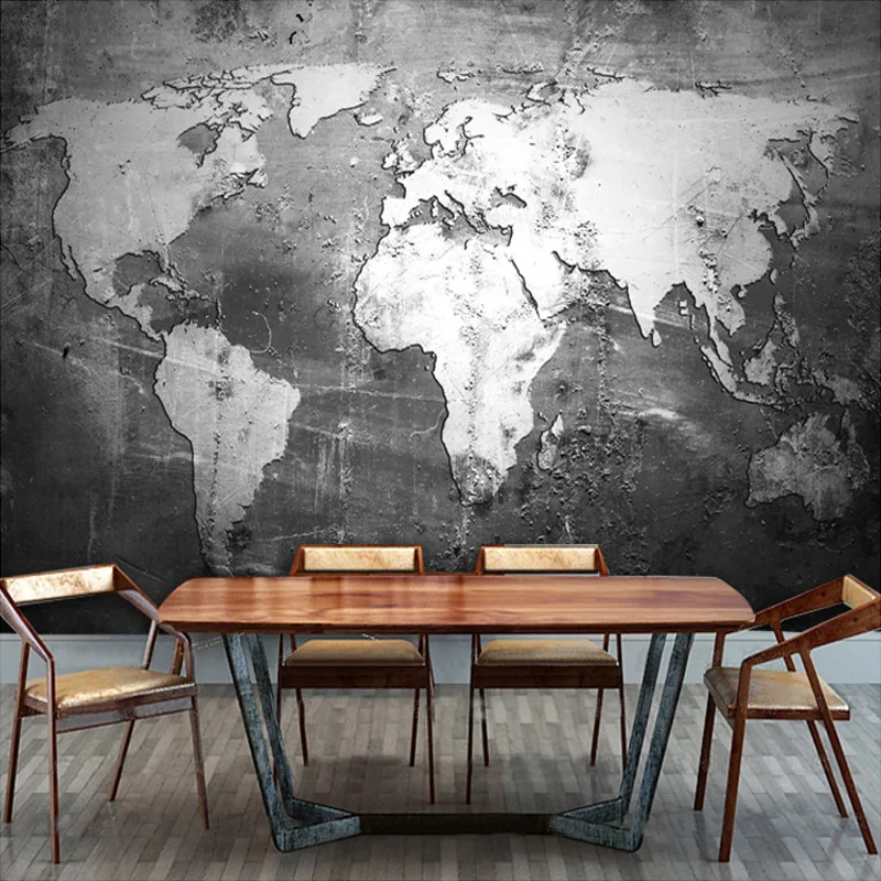 

Custom Mural Wallpaper Retro Style World Map Wallpaper Wall Covering Study Living Room Sofa TV Backdrop Wall Papers Home Decor