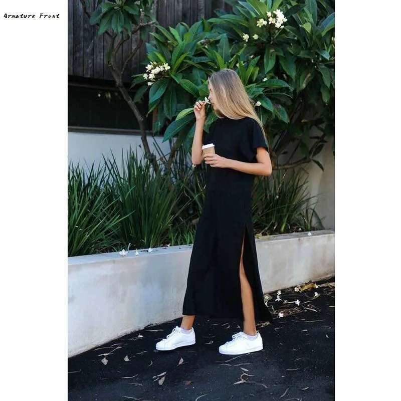 Женское пляжное платье-джемпер с круглым вырезом и коротким рукавом в стиле