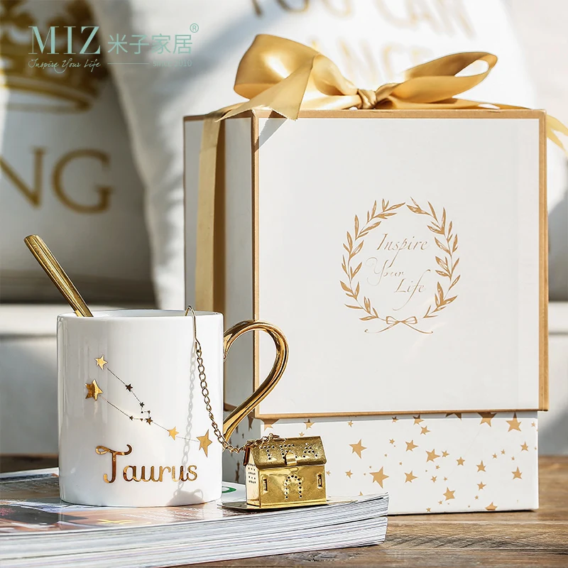 Миз дома Керамика чашки Комплект фарфор Созвездие тема Lucky кружка с подарочной
