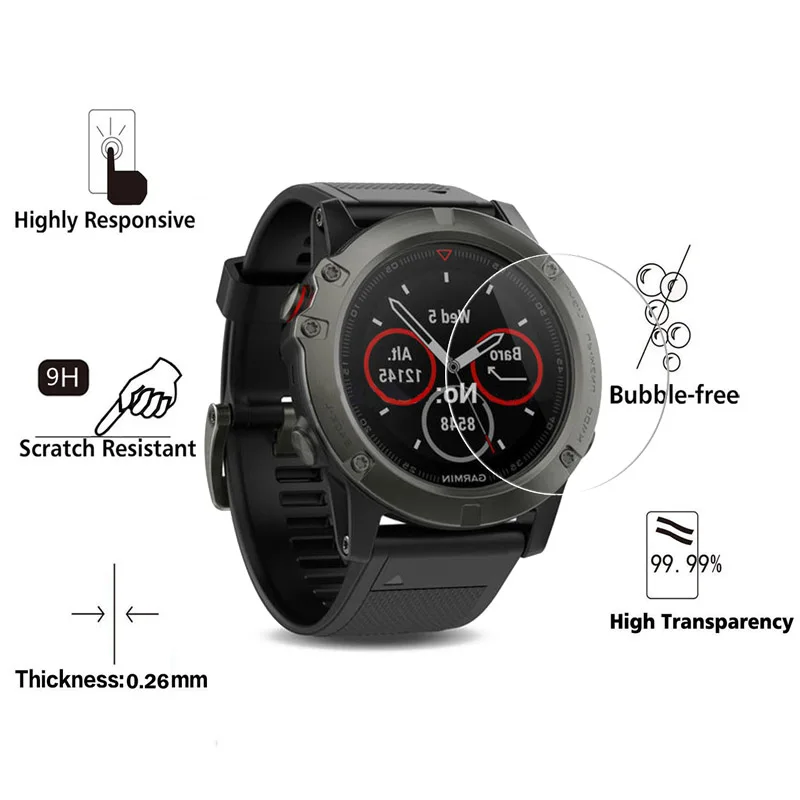 Пленка для Garmin Fenix 5 / plus закаленное стекло 9H 2.5D Премиум полная защита экрана FilmGarmin
