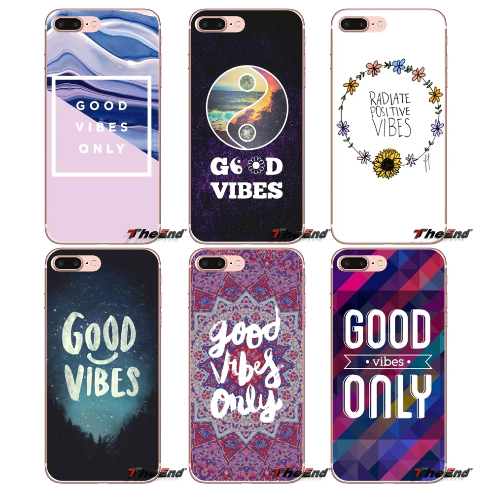 Для iPhone X 4 4S 5 5S 5C SE 6 S 7 8 плюс samsung Galaxy J1 J3 J5 J7 A3 A5 2016 2017 цитаты good vibes only силиконовый