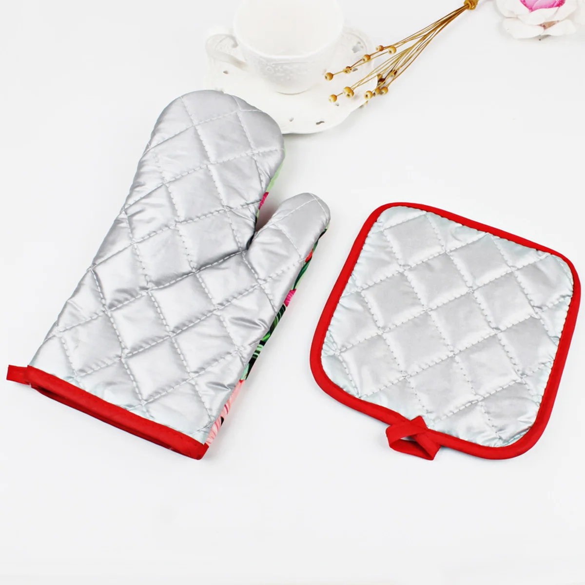 Перчатки для микроволновой печи Санта-Клаус перчатки для выпечки Potholder 2 шт. полиэфирные рукавицы для духовки и Прихватки для барбекю Прихватки для кухонной духовки