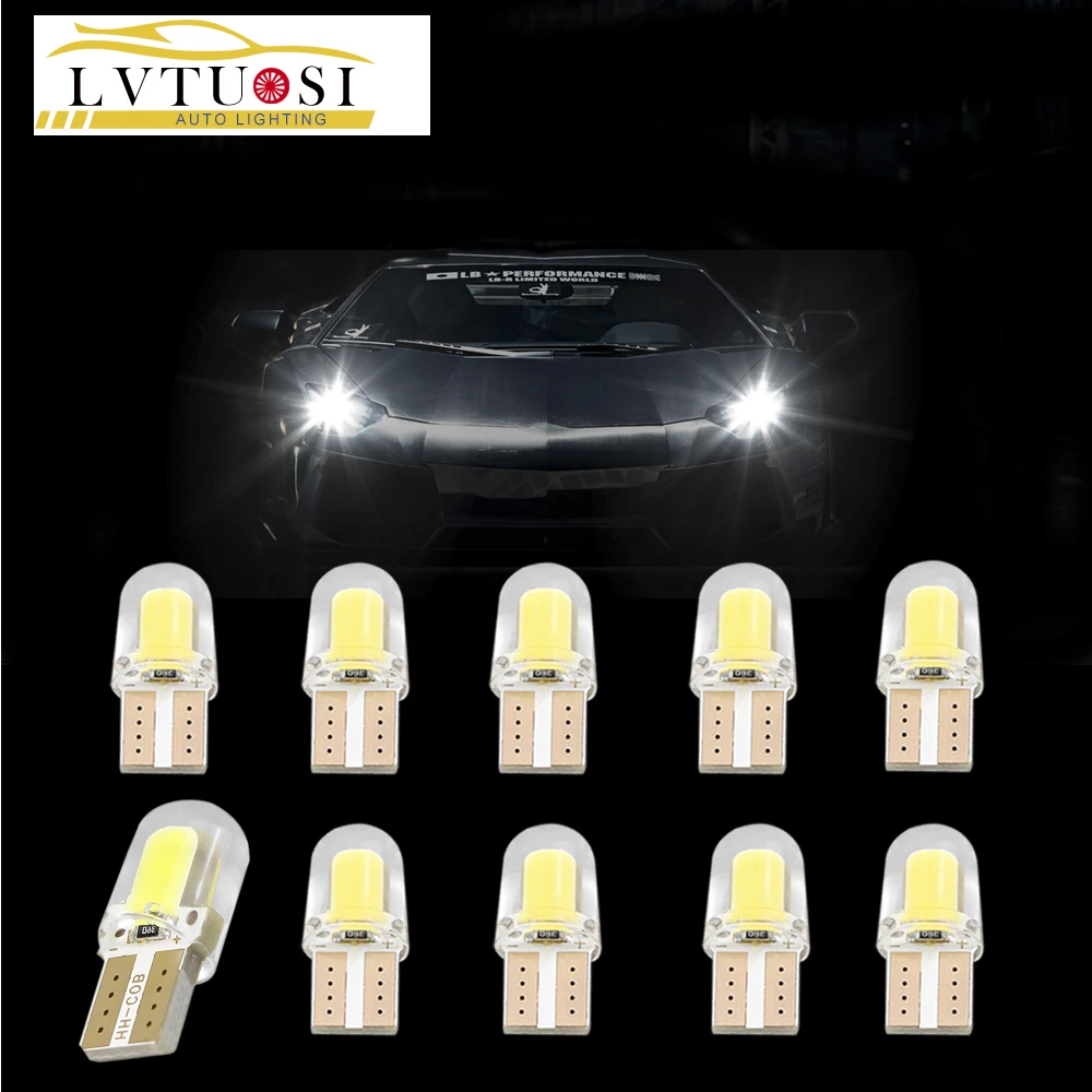 

LVTUSI 10 шт. T10 LED 194 W5W 168 автомобильный Стайлинг 501 COB силиконовый корпусветодиодный льные светодиодные огни боковой Клин парковочная лампа 12 В с...