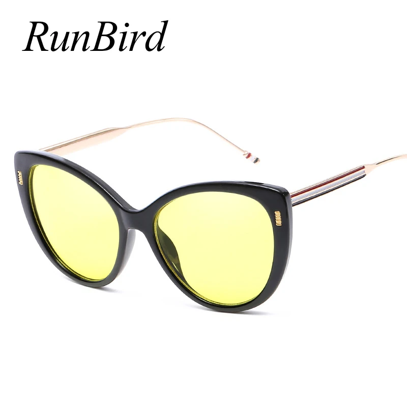 RunBird трендовые Для женщин солнцезащитные очки &quotкошачий глаз&quot металлическая