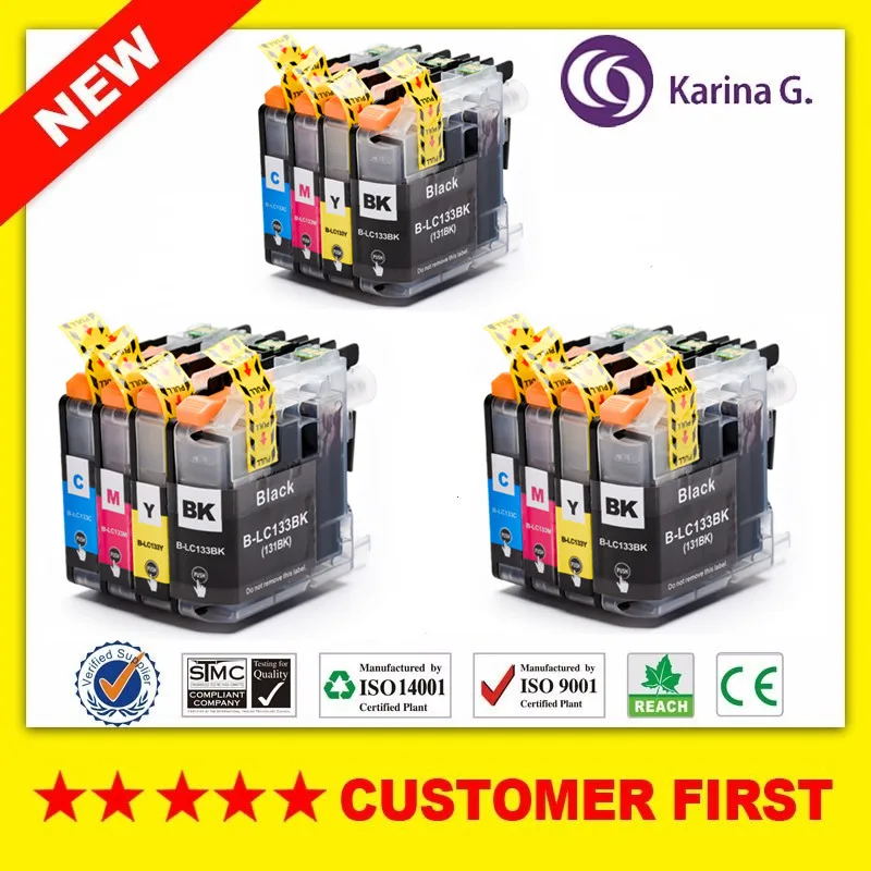 12x чернильные картриджи для Brother LC133 LC131 MFC J4410DW J4510DW принтера cartrides|ink cartridge|lc131 brother ink