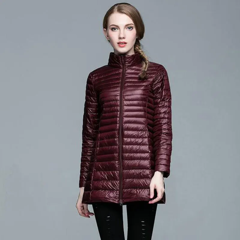 Plus Size 4XL 8 Colors Women Casual Ultralight Down Jacket with 90% 10% Feather Winter Long Coat A590 | Женская одежда