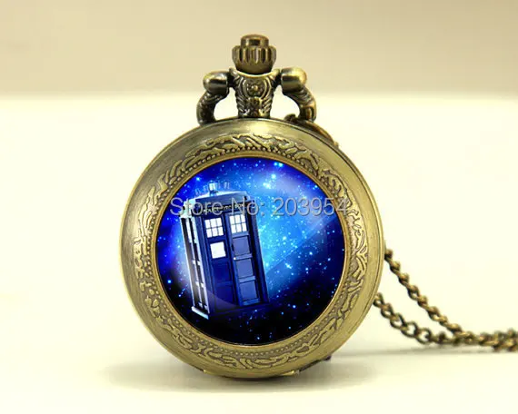 Антикварные карманные часы Doctor Who tardis кварцевое ожерелье 1 шт. полицейская