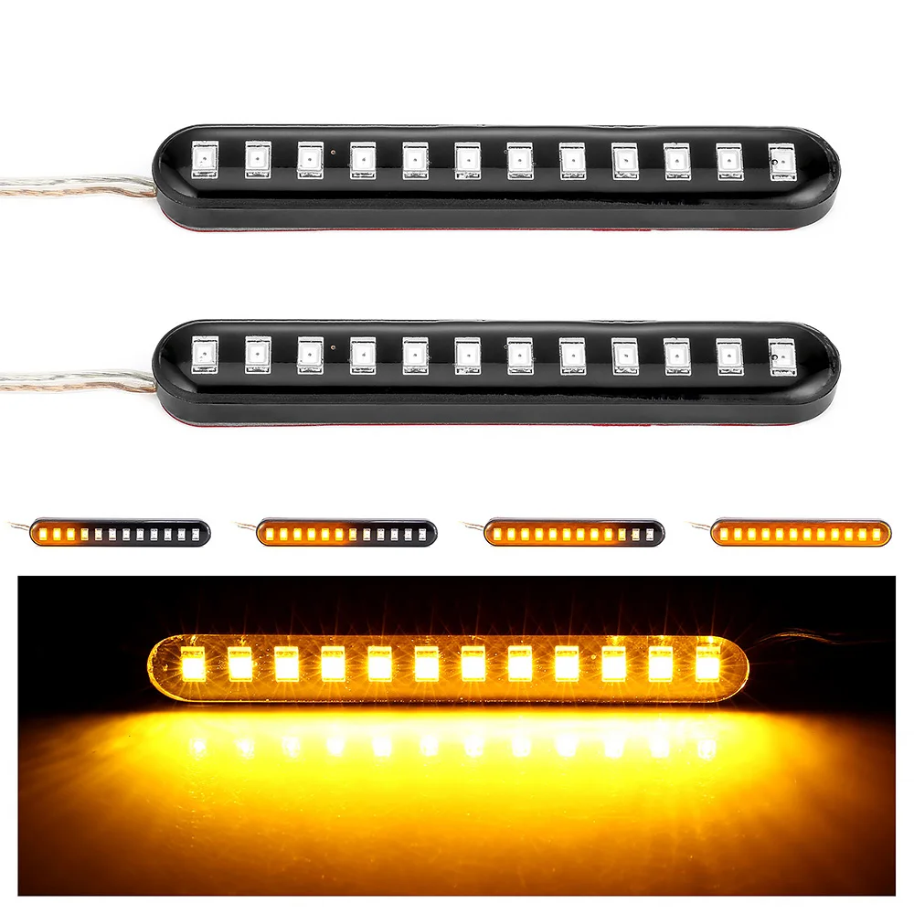 2 шт мотоцикла Led поворотник полосы света течет вода Хвост тормоза мигалка 12LED поворотника мотоцикл показатели