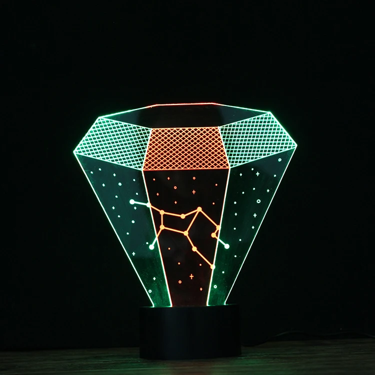 Новинка изобретение 3d Знак Зодиака Дева ночник Смешанные Цвет лампа Usb спальня