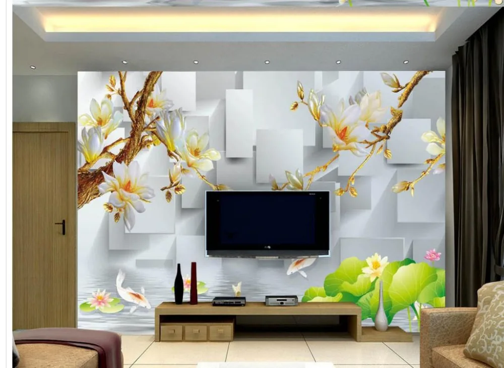 Украшение дома цветок магнолии Лотос Карп пользовательские 3d фото обои