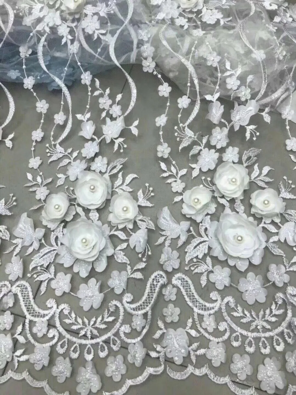 Уникальная африканская французская кружевная ткань с 3D аппликацией и бисером