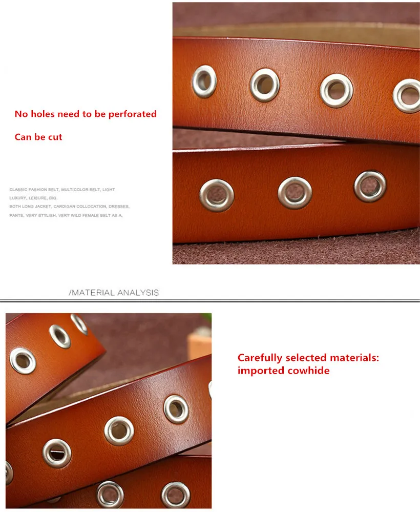 Новинка 2018 женский ремень из воловьей кожи в стиле панк с проколотыми заклепками
